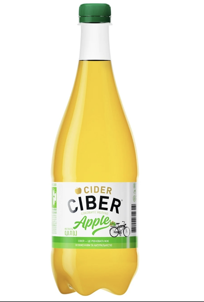 Сидр Ciber Яблуко солодкий газ. 5-6% 0.8 л ПЕТ